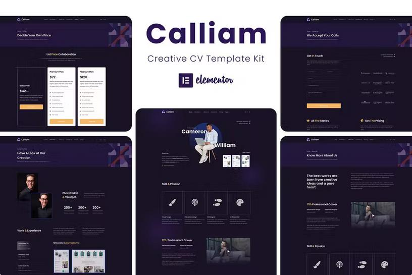 CALLIAM – CREATIVE CV ELEMENTOR TEMPLATE KIT